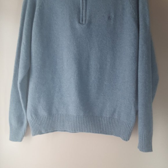 Sacoor Brothers Blue Cozy Soft Wool Blend Sweater, Half Zip - Picture 3 of 15